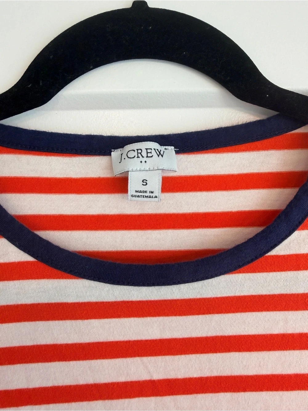 J. Crew Red and White Striped Midi Dress with Navy Trim